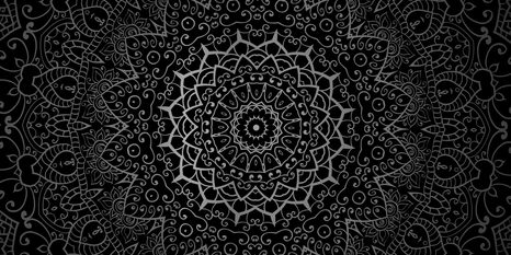 OBRAZ VINTAGE MANDALA W STYLU INDYJSKIM W WERSJI CZARNO-BIAŁEJ - OBRAZY CZARNO-BIAŁE - OBRAZY
