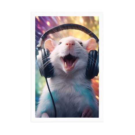 POSTER – RATTO CON CUFFIE - ANIMALI DA FESTA CON CUFFIE - POSTER