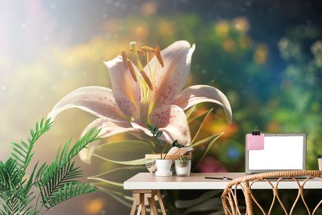 TAPETE SCHÖNE BLUME MIT EINEM RETRO-HAUCH - TAPETEN MIT BLUMENMOTIVEN - TAPETEN