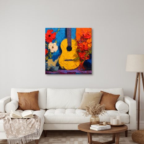 SLIKA GITARA S CVJETNOM KOMPOZICIJOM - GLAZBENE SLIKE - SLIKE