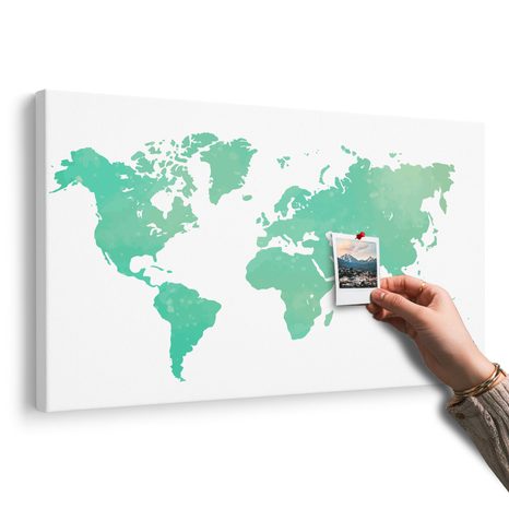 OBRAZ NA KORKU MAPA SVĚTA V ZELENÉM ODSTÍNU - OBRAZY NA KORKU - OBRAZY