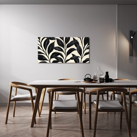 CANVASTAVLA MINIMALISTISKA BOTANISKA BLAD I KONTRAST - TAVLOR MED TRÄD OCH BLAD - TAVLOR