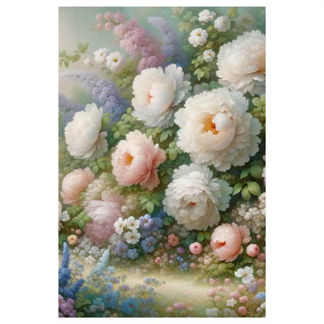 OBRAZ ZAHRADA PLNÁ PIVONĚK A LETNÍCH KVĚTŮ - PICTURES FLOWERS - PICTURES