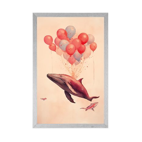 POSTER – BALENA SOGNANTE CON PALLONCINI - ANIMALI DA SOGNO - POSTER