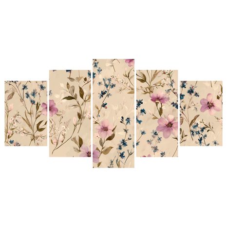5-TEILIGES WANDBILD BLUMIGE HARMONIE - BILDER BLUMEN - BILDER