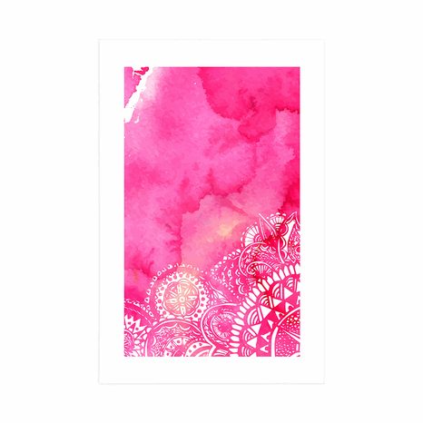 POSTER WITH MOUNT MANDALA PINK WATERCOLOR - FENG SHUI - POSTERS