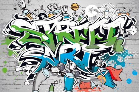 CARTA DA PARATI – SCRITTA STREET ART ALLEGRA CON SPRAY - CARTA DA PARATI ARTE DI STRADA - CARTA DA PARATI