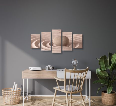 5-DÍLNÝ OBRAZ RELAXAČNÍ KÁMEN - OBRAZY FENG SHUI - OBRAZY