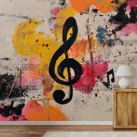 SELBSTKLEBENDE TAPETE MUSIKALISCHE ABSTRAKTION MIT FARBTÖNEN - MUSIK FOTOTAPETEN - TAPETEN