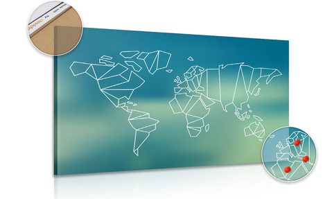 PICTURE ON A CORK STYLIZED WORLD MAP