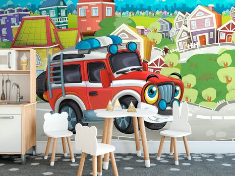 TAPETA AUTÍČKO NA CESTĚ - DĚTSKÉ TAPETY - TAPETY