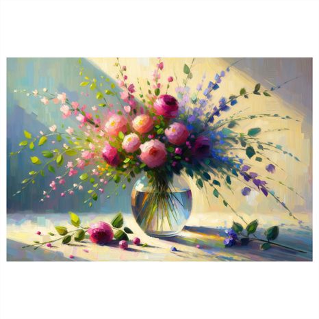 OBRAZ KYTICE RŮŽÍ VE VÁZE - OBRAZY RŮŽE - OBRAZY