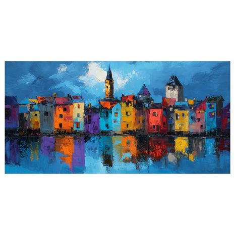 SLIKA ČAROLIJA VEČERNJEG GRADA - ŠARENE KUĆE - SLIKE