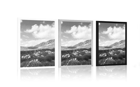 POSTER VALLEY IN MONTENEGRO IN BLACK AND WHITE - BLACK AND WHITE - POSTERS