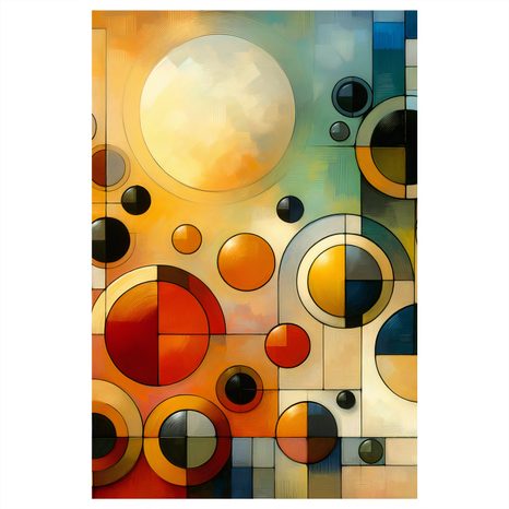 CANVAS SCHILDERIJ ABSTRACTIE MET CIRKELS EN KLEUREN - SCHILDERIJEN - MEGA UITVERKOOP TOT 70% 🔥