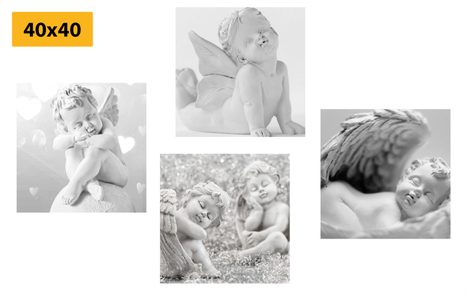 SET OBRAZŮ HARMONIE ANDĚLŮ V ČERNOBÍLÉM PROVEDENÍ - SESTAVY OBRAZŮ - OBRAZY