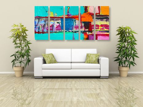 5-DIELNY OBRAZ ABSTRAKTNÉ UMELECKÉ DIELO - ABSTRAKTNÉ OBRAZY - OBRAZY