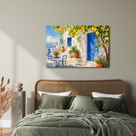 WANDBILD MEDITERRANE GASSE MIT ZITRONENBAUM - BILDER MEER UND STRAND - BILDER