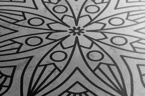 OBRAZ MANDALA SE STARODÁVNÝM NÁDECHEM V ČERNOBÍLÉM PROVEDENÍ - ČERNOBÍLÉ OBRAZY - OBRAZY