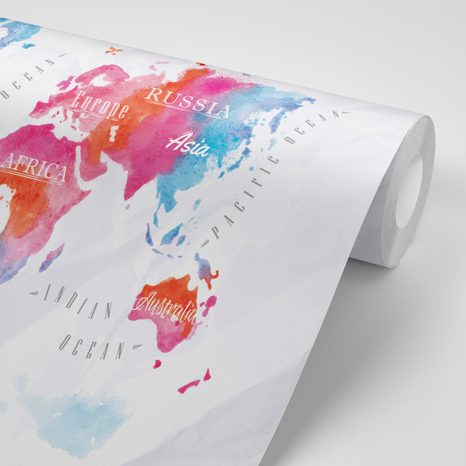 SELBSTKLEBENDE TAPETE AQUARELL-WELTKARTE - SELBSTKLEBENDE TAPETEN - TAPETEN