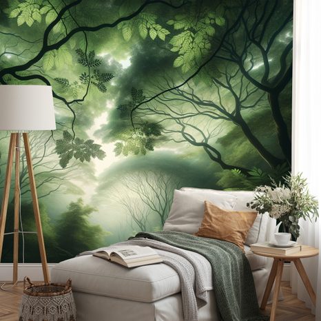 SAMOLEPÍCÍ TAPETA ZELENÝ LESNÍ RÁJ - TAPETY STROMY - TAPETY