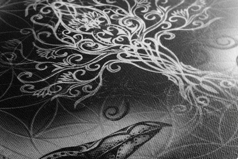 OBRAZ HAVRANI A STROM ŽIVOTA V ČERNOBÍLÉM PROVEDENÍ - OBRAZY STROMY ŽIVOTA - OBRAZY