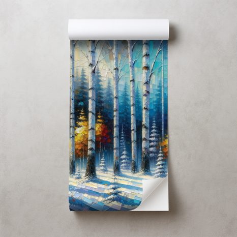 SAMOLEPÍCÍ TAPETA BAREVNÝ ZIMNÍ LES - TAPETY LES - TAPETY