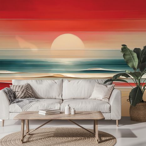 SELBSTKLEBENDE TAPETE ABSTRAKTER SONNENUNTERGANG ÜBER DEM OZEAN - TAPETEN SONNENAUFGANG UND SONNENUNTERGANG - TAPETEN