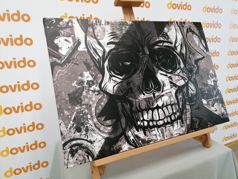 WANDBILD SCHÄDEL IN SCHWARZ-WEISS - SCHWARZ-WEISSE BILDER - BILDER