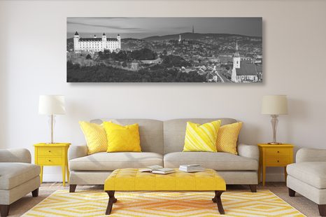 WANDBILD ABEND IN BRATISLAVA IN SCHWARZ-WEISS - SCHWARZ-WEISSE BILDER - BILDER