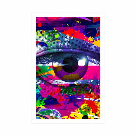 POSTER MENSCHLICHES AUGE IM POP-ART-STIL - ABSTRAKT UND GEMUSTERT - POSTER
