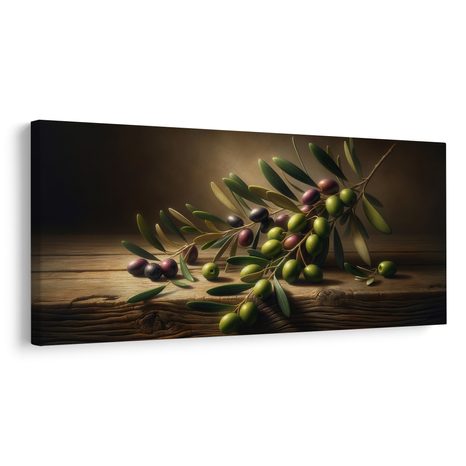 WANDBILD OLIVEN AUF HOLZ - BILDER BÄUME UND LAUB - BILDER