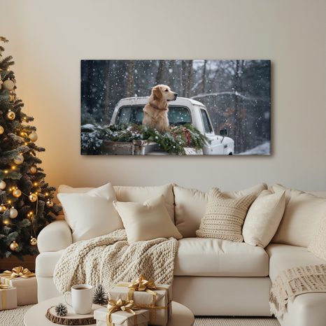 VÁNOČNÍ OBRAZ ADVENTNÍ PES V ZIMĚ - VÁNOČNÍ A ZIMNÍ OBRAZY - PICTURES