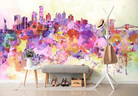 SELBSTKLEBENDE TAPETE NEW YORK IN AQUARELL - SELBSTKLEBENDE TAPETEN - TAPETEN