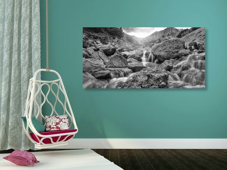 SLIKA VISOKOGORSKI SLAPOVI V ČRNOBELI IZVEDBI - ČRNOBELE SLIKE - SLIKE