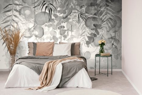 CARTA DA PARATI AUTOADESIVA – FOGLIE DELICATE IN BIANCO E NERO - CARTA DA PARATI AUTOADESIVE - CARTA DA PARATI