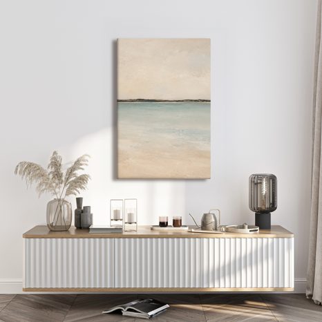 CANVASTAVLA MJUK KUST I PASTELLTONER - TAVLOR MED HAV OCH STRAND - TAVLOR