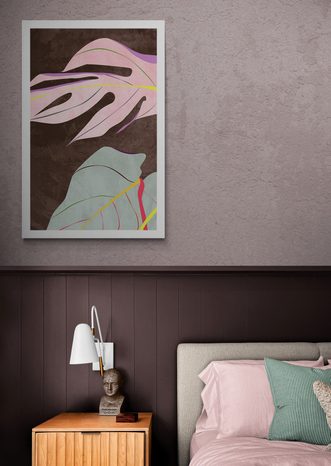 POSTER ELEGANTE MONSTERA AUF BRAUNEM HINTERGRUND - MOTIVE AUS UNSERER WERKSTATT - POSTER