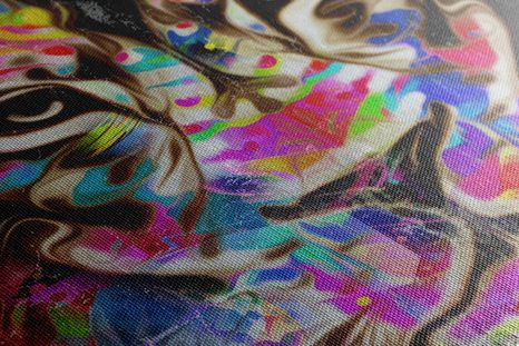 OBRAZ BAREVNÁ HLAVA LVA - POP ART OBRAZY - OBRAZY