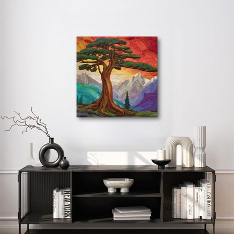 WANDBILD MAJESTÄTISCHER LEBENSBAUM IM MORGENGRAUEN - BILDER BÄUME DES LEBENS - BILDER