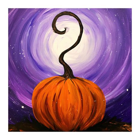 QUADRO SU TELA – ZUCCA ARANCIONE NEL VORTICE - QUADRI HALLOWEEN E HORROR - STAMPE E QUADRI