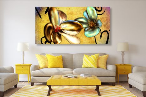 SLIKA ZANIMIVI VINTAGE CVETOVI - ABSTRAKTNE SLIKE - SLIKE