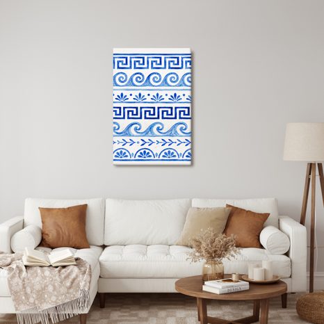 TABLEAU SUR TOILE – MOTIFS BLEUS MÉDITERRANÉENS - TABLEAUX PAR THÈME - TABLEAUX