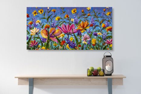 TABLOU FLORI COLORATE ÎNTR-O PAJIȘTE - TABLOU FLORI - TABLOURI