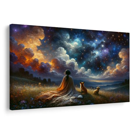 OBRAZ POSTAVA SE ZVÍŘATY POD HVĚZDAMI - OBRAZY PODLE MOTIVU - OBRAZY