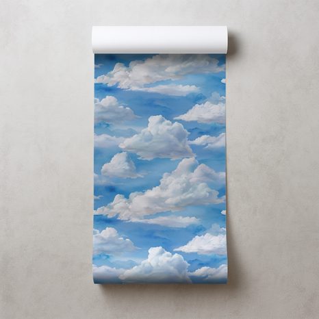 FOTOTAPETA NADÝCHANÉ BIELE MRAKY NA MODREJ - VZOROVANÉ TAPETY - TAPETY