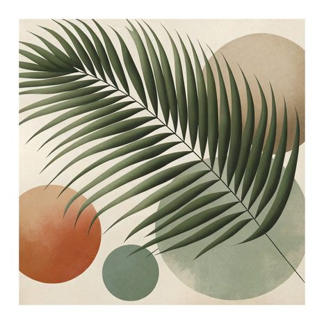 WANDBILD TROPISCHES BLATT IN KREISEN - BOTANISCHE BILDER - BILDER