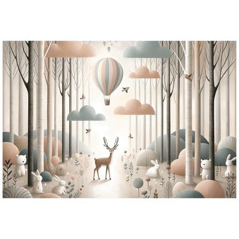 SAMOLEPÍCÍ TAPETA LESNÍ POHÁDKA S BALÓNEM - DĚTSKÉ TAPETY - TAPETY