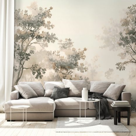 FOTOTAPETA MINIMALISTIČKI ŠUMSKI KRAJOLIK - TAPETE STABLA - TAPETE