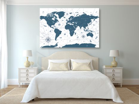 TABLOU HARTA ÎN DESIGN ALBASTRU - TABLOURI CU HĂRȚI - TABLOURI